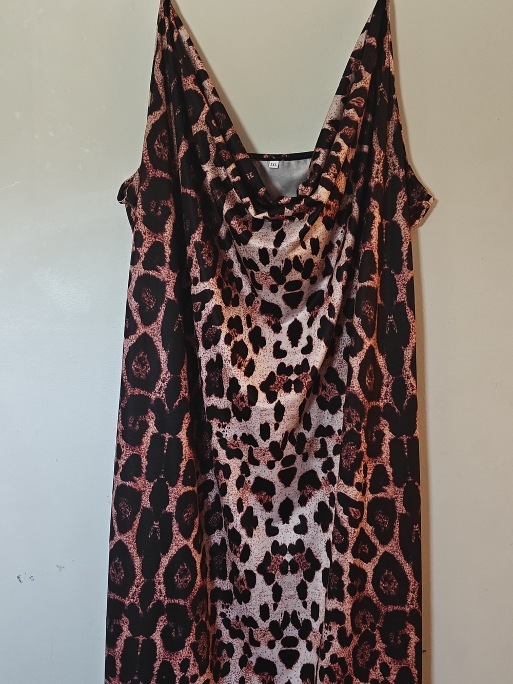 SHEIN Black and Pink Strapless Animal-Print Slip Dress